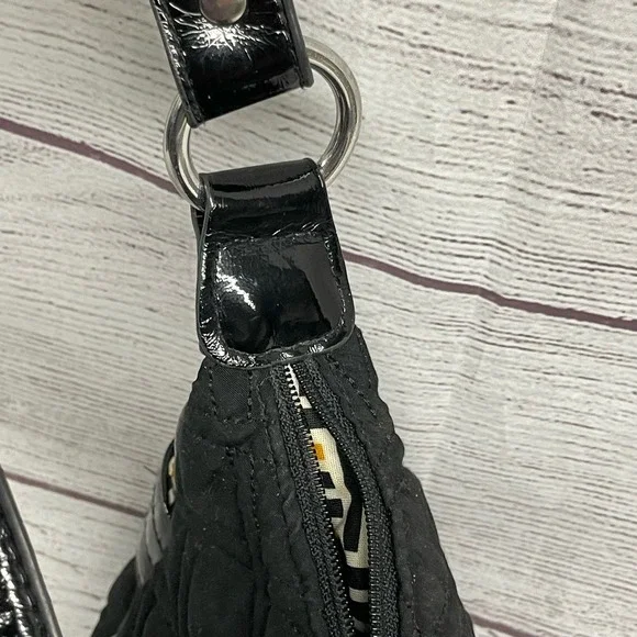 Vera Bradley Black Quilted Microfiber Shoulder Bag with Patented Leather Strap - Picture 2 of 14